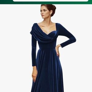 Sophisticated Long Sleeve Velvet Gown